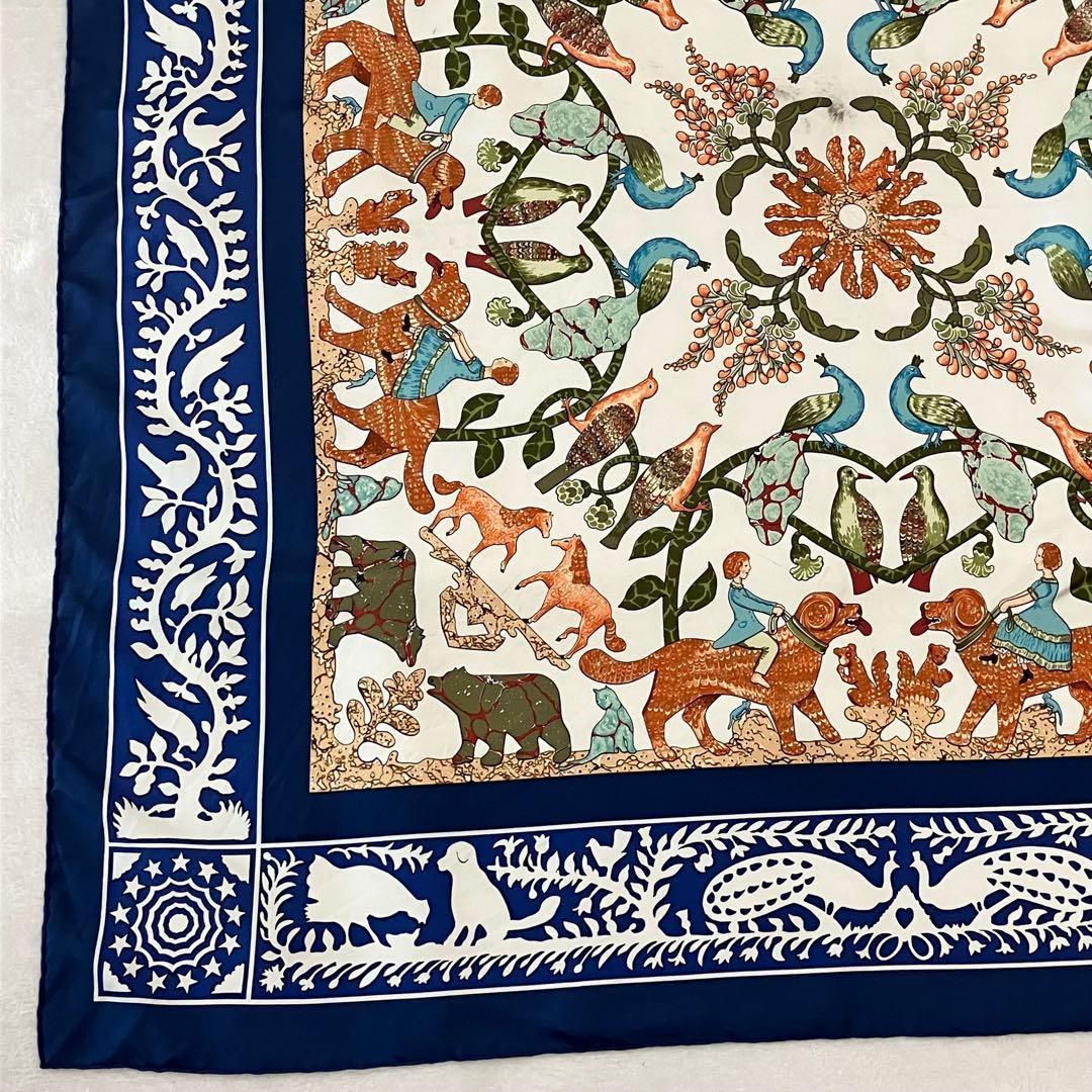 ★美品★エルメス　カレ90 古き良きアメリカ　スカーフ　シルク　動物　鳥　花