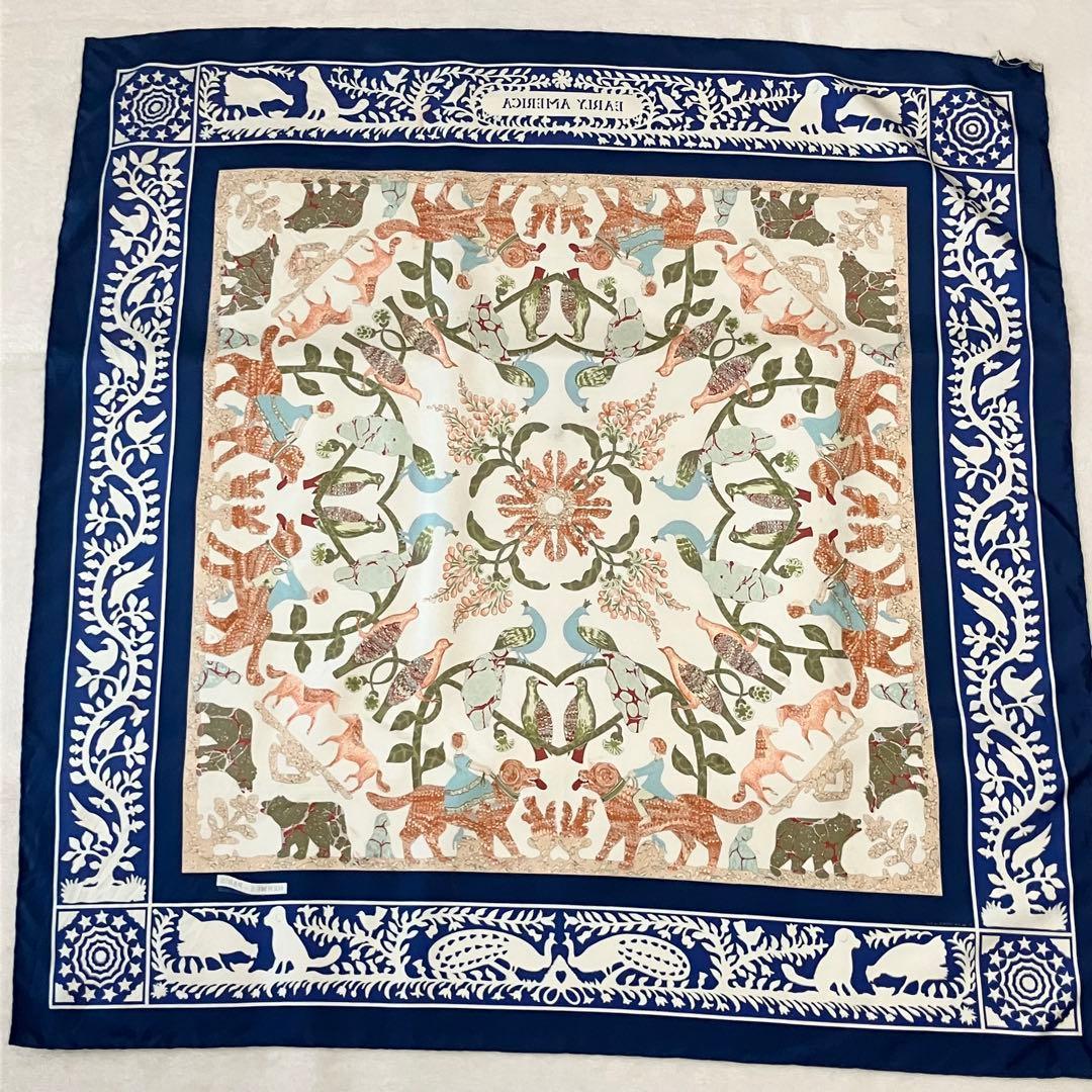 ★美品★エルメス　カレ90 古き良きアメリカ　スカーフ　シルク　動物　鳥　花