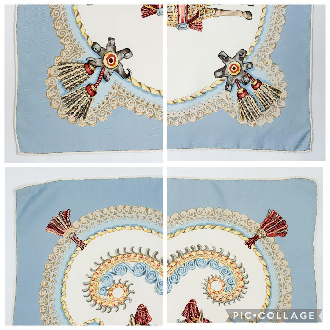 エルメス スカーフ カレ 90 パブロール 馬車と貴族 ブルー