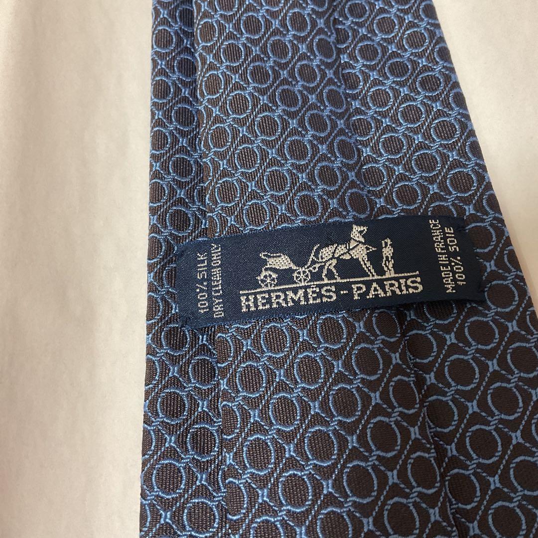 keee Ave　エルメス シルク ネクタイ ダークブルー