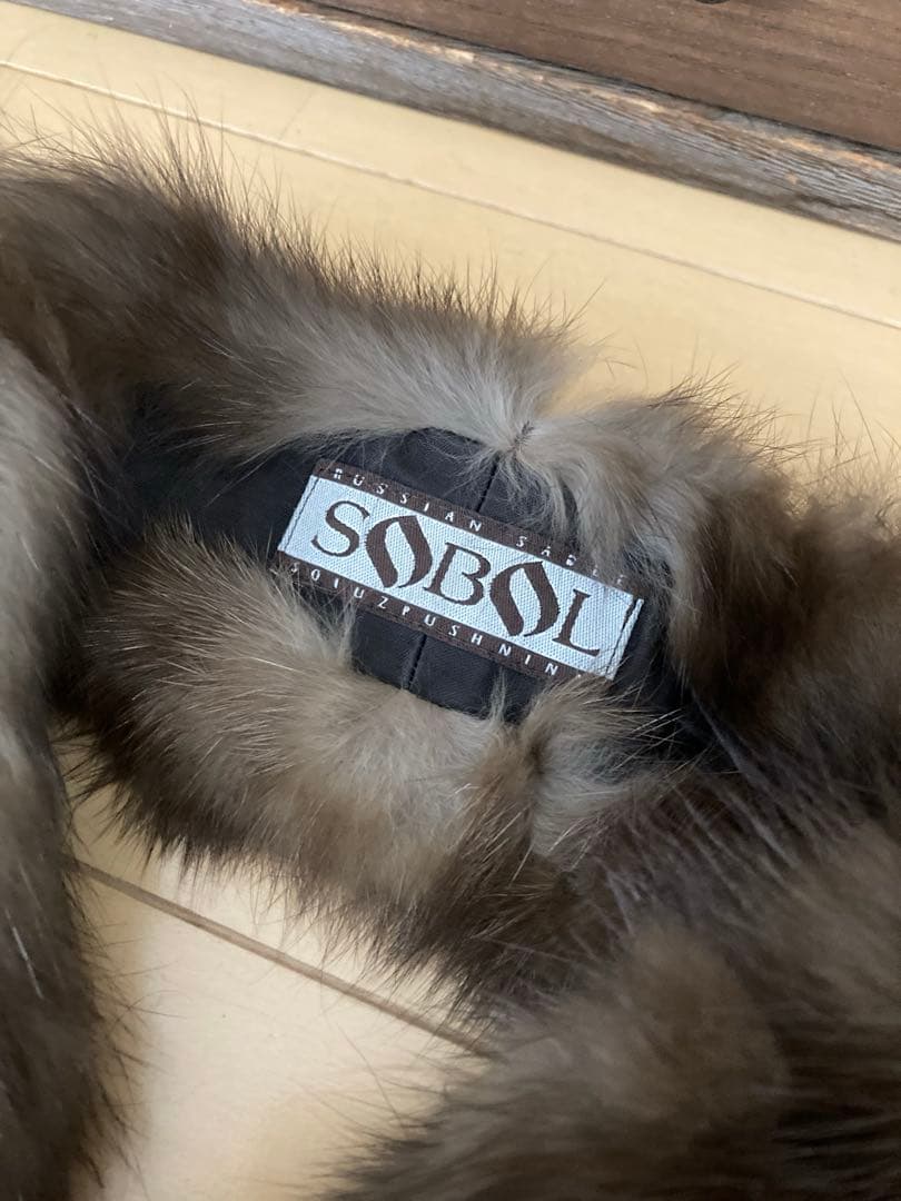 【SOBOL】ロシアンセーブル毛皮マフラーブラウン