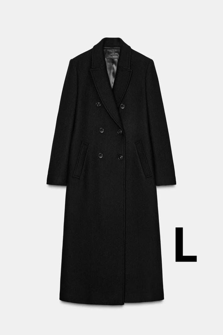 ZARAロング丈ダブルブレストコート