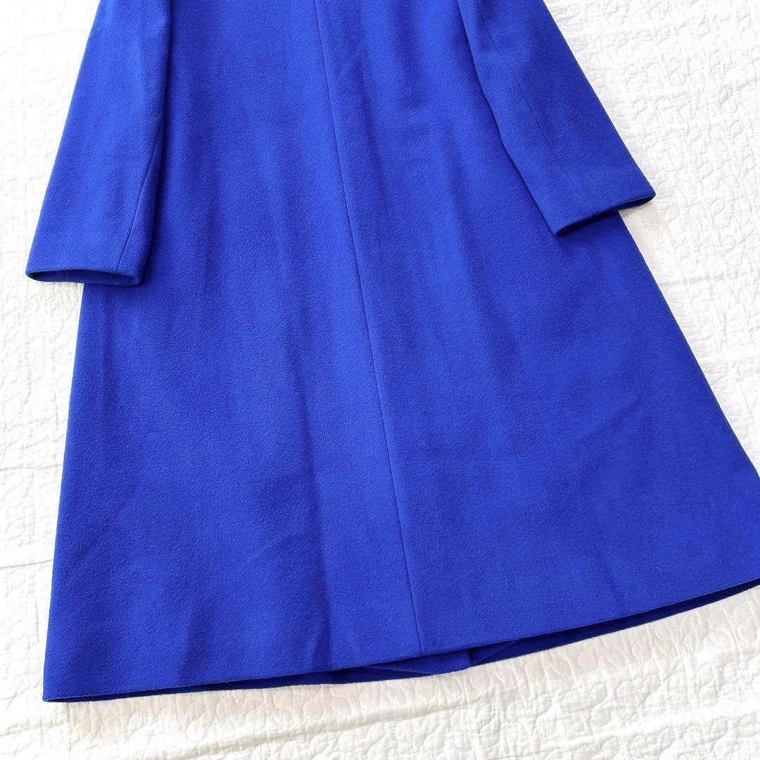 ユナイテッドアローズ ベルライン ノーカラーコート カシミヤ混 ブルー 36