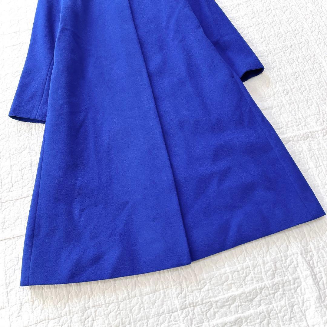 ユナイテッドアローズ ベルライン ノーカラーコート カシミヤ混 ブルー 36