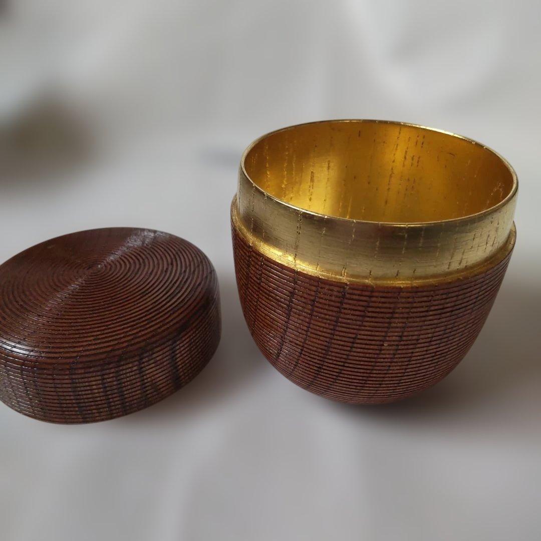 畑幸春 作 千筋 木目 中棗 内金張 共箱 漆器 漆芸 棗 抹茶 茶道具 美品