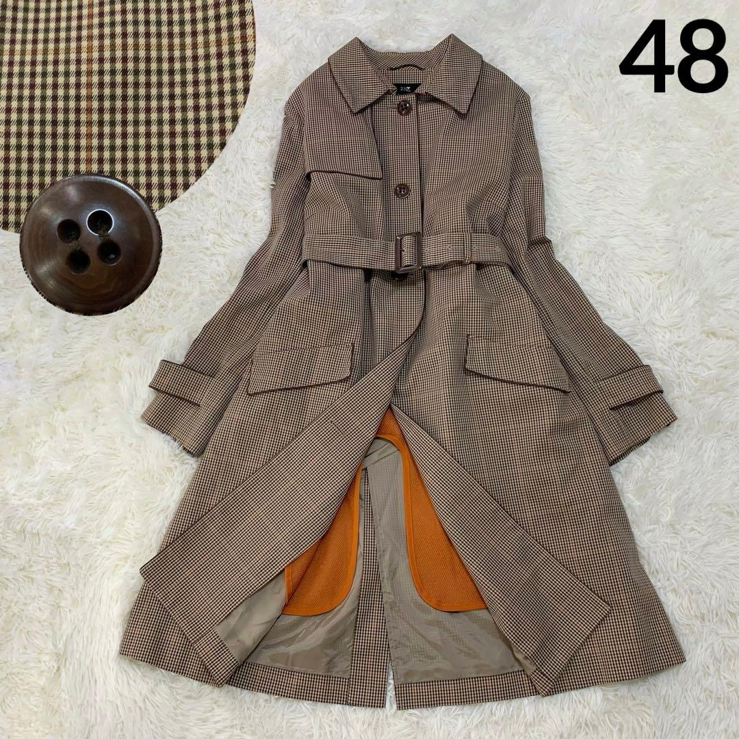 大きいサイズ 23区 ライナー付き ガンクラブ チェック トレンチコート ベルト