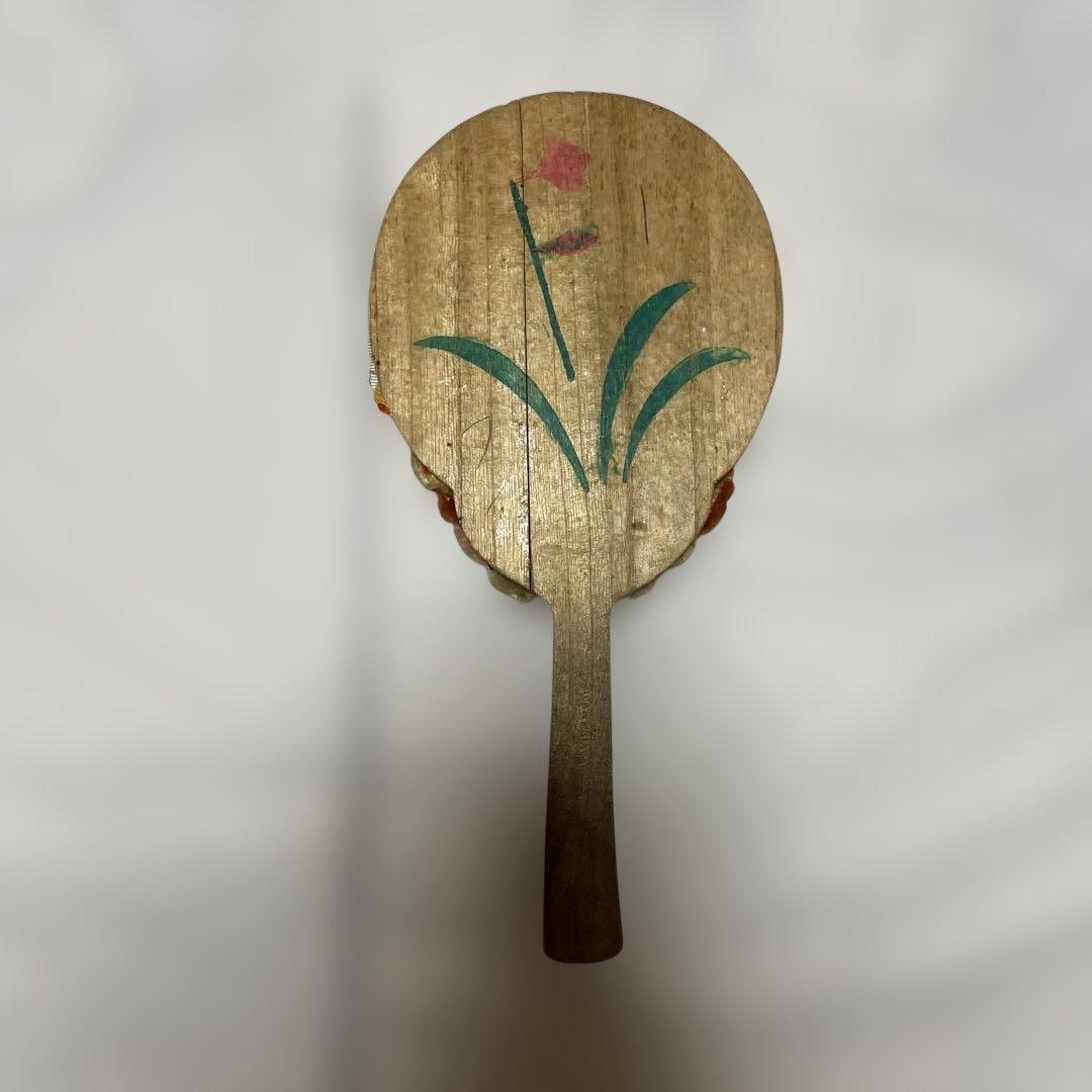 昭和　レトロ　ヴィンテージ　伝統的な羽子板 女性の顔デザイン