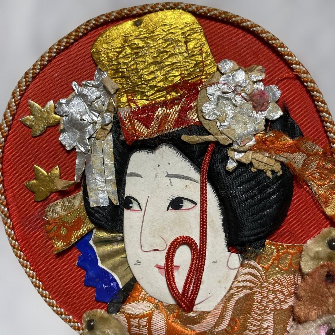 昭和　レトロ　ヴィンテージ　伝統的な羽子板 女性の顔デザイン