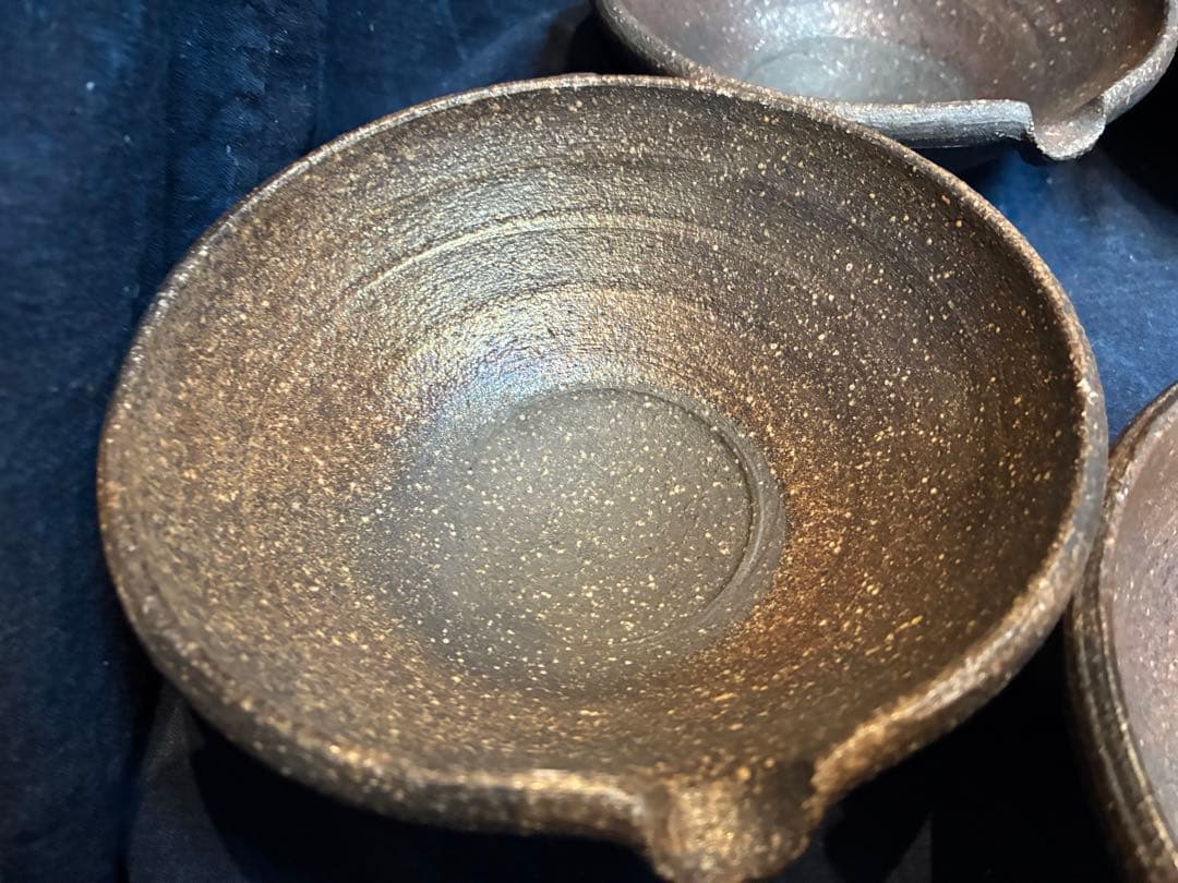 岩谷窯　山本教行　片口小鉢　5客　傷無　直径14.4センチ　民藝　吉田璋也に師事