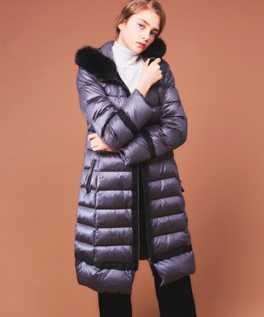 ランバンオンブルー ロングダウンコート フォックスファーフード Mサイズ 38