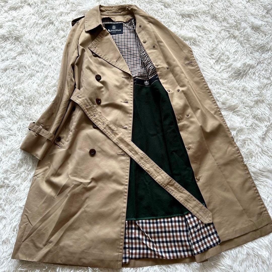【極美品】アクアスキュータム トレンチコート モスグリーン ライナー付 ベージュ
