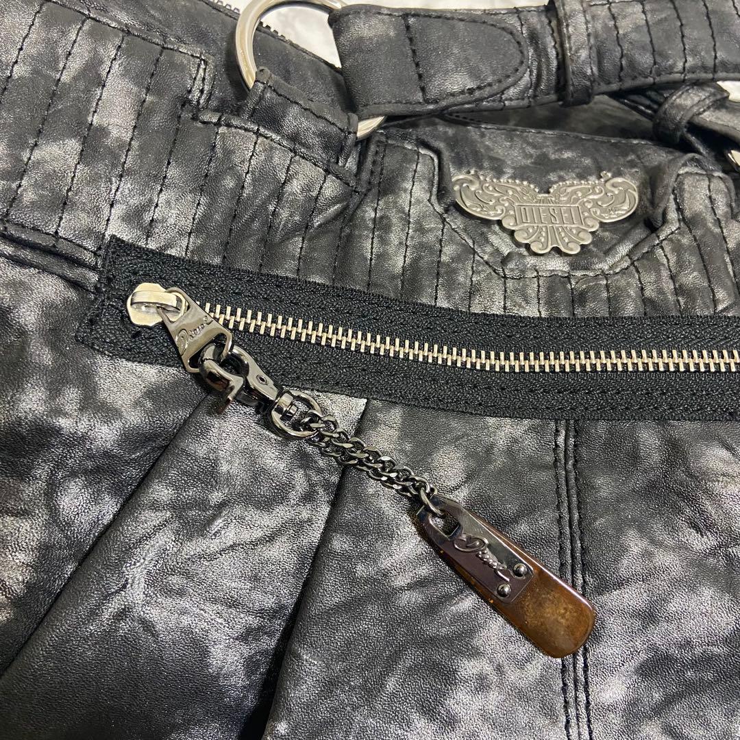 【最終価格】ディーゼルY2kショルダーバッグブラック＆グレー トートバッグA4