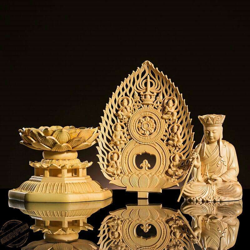 地蔵王菩薩*手作り*黄楊木*木彫り*開運風水{