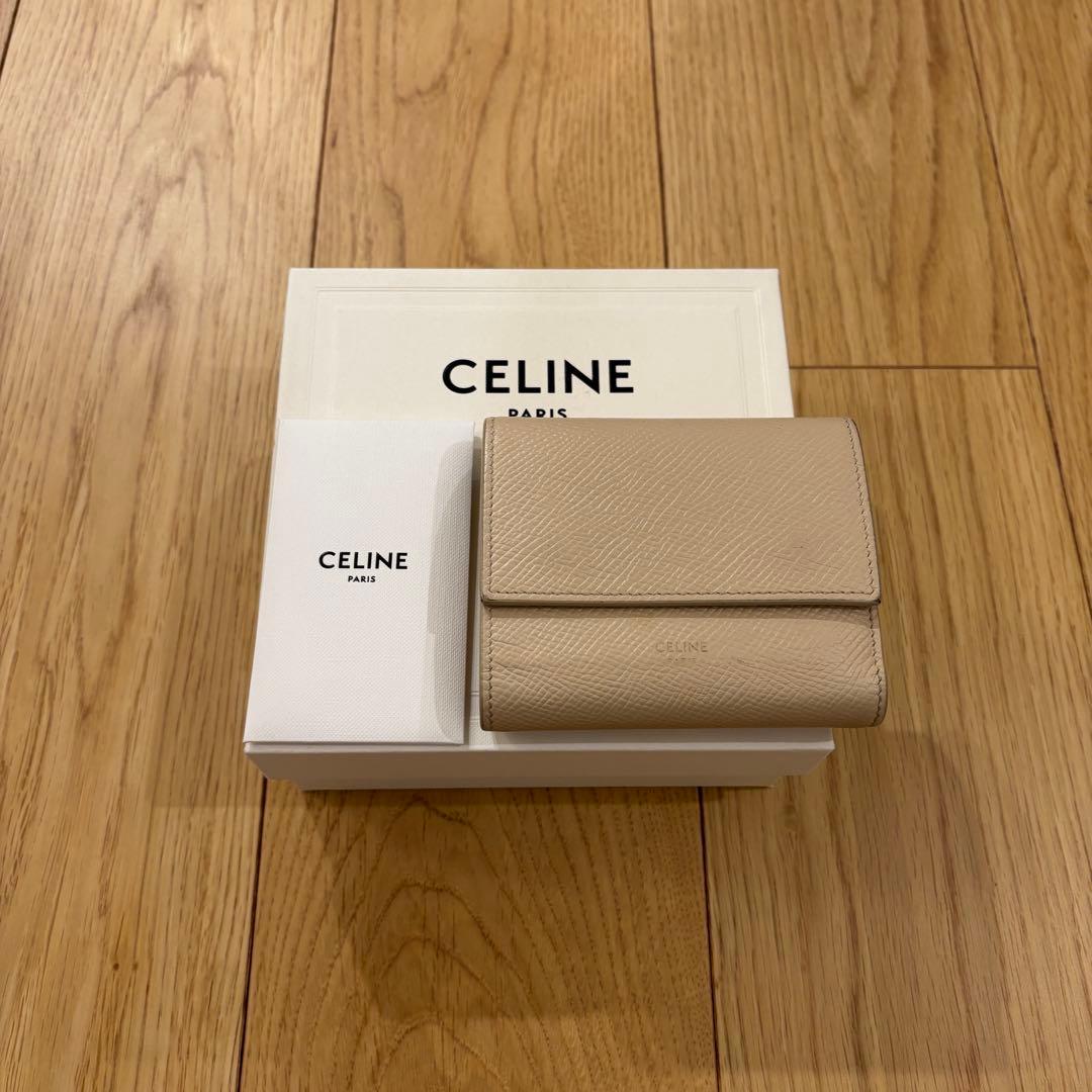CELINE セリーヌ ベージュ 三つ折り財布 箱付き