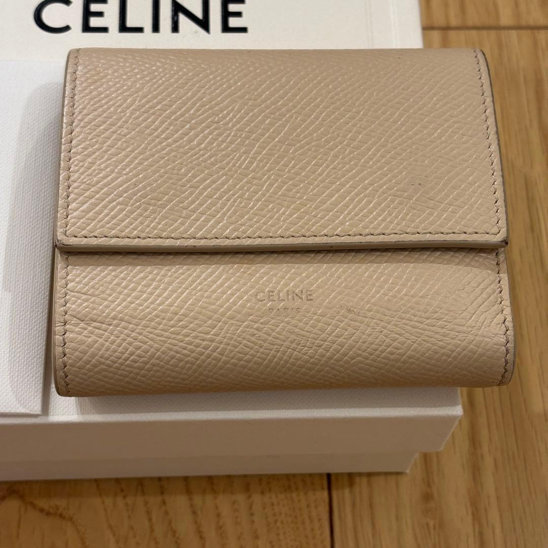 CELINE セリーヌ ベージュ 三つ折り財布 箱付き