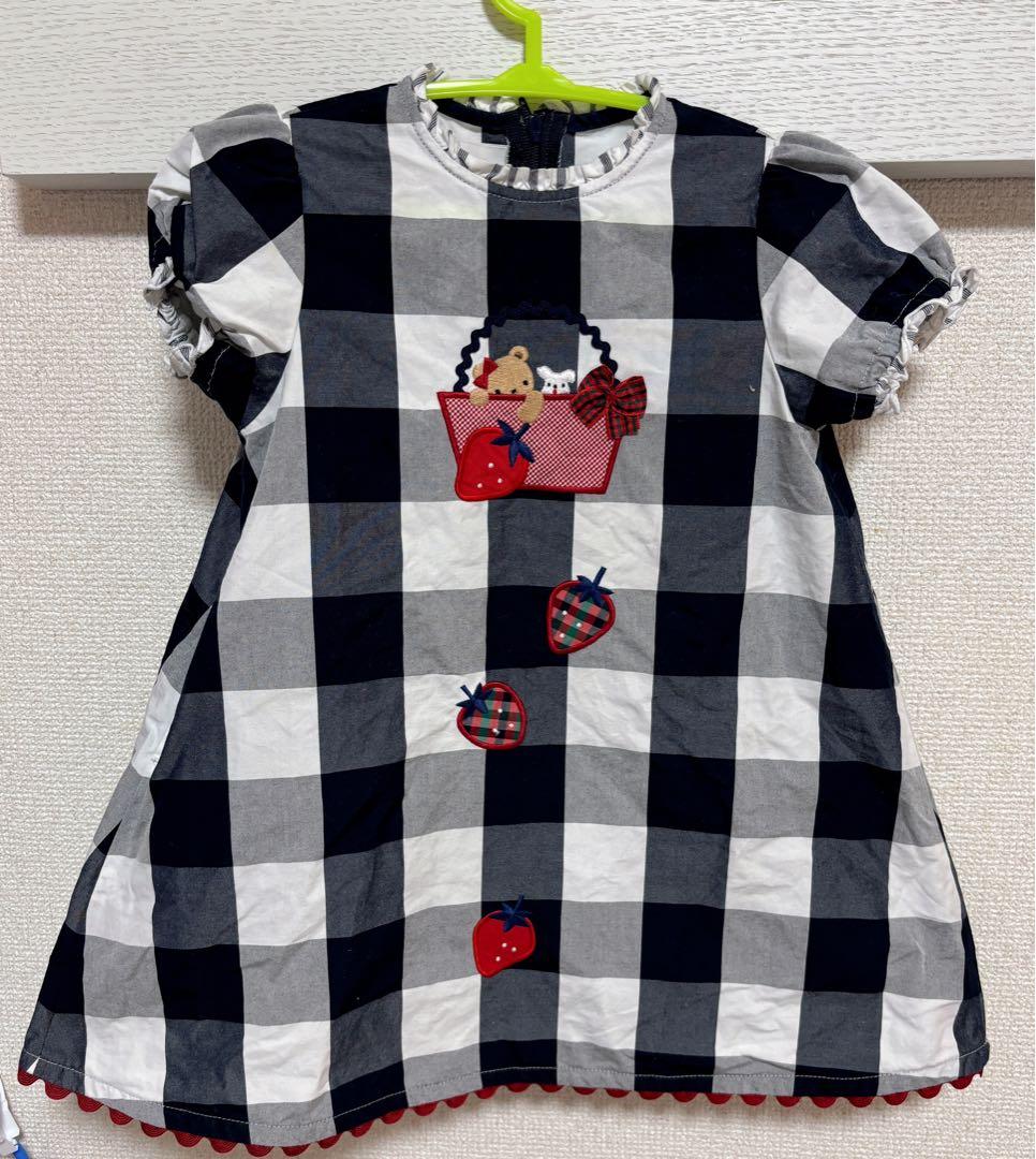 る様 ファミリア ギンガムチェックワンピース 90
