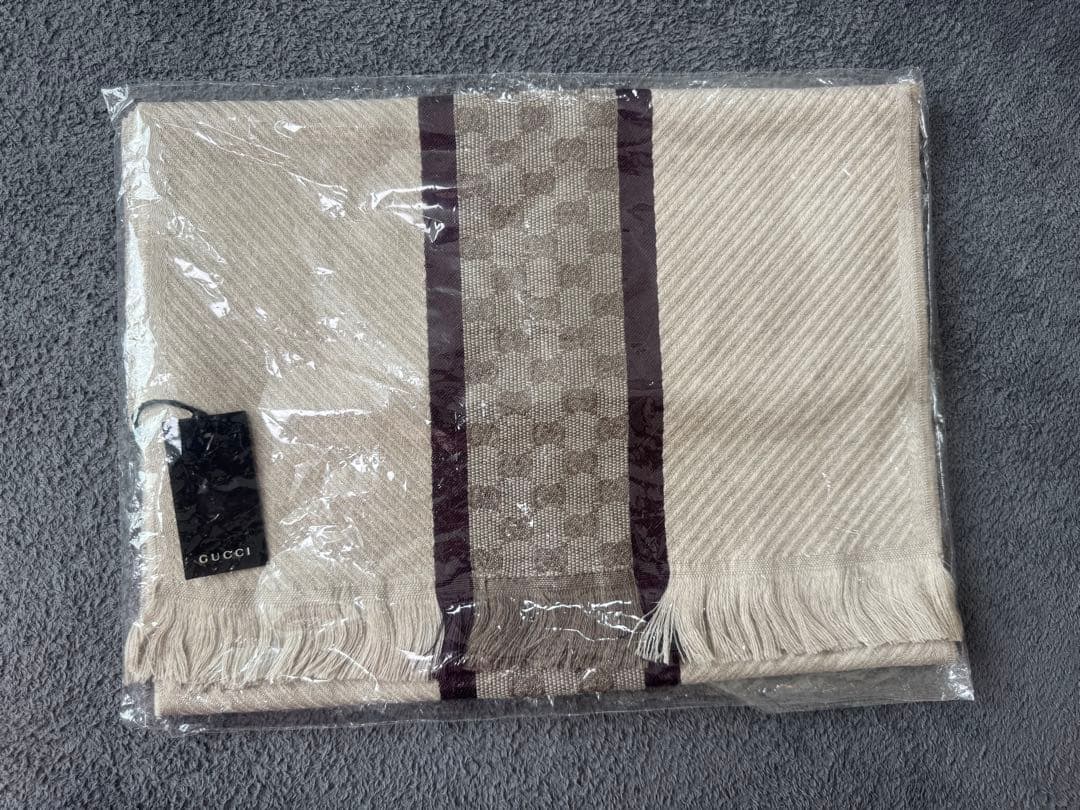 GUCCI ストライプ チェック マフラー 35x180cm