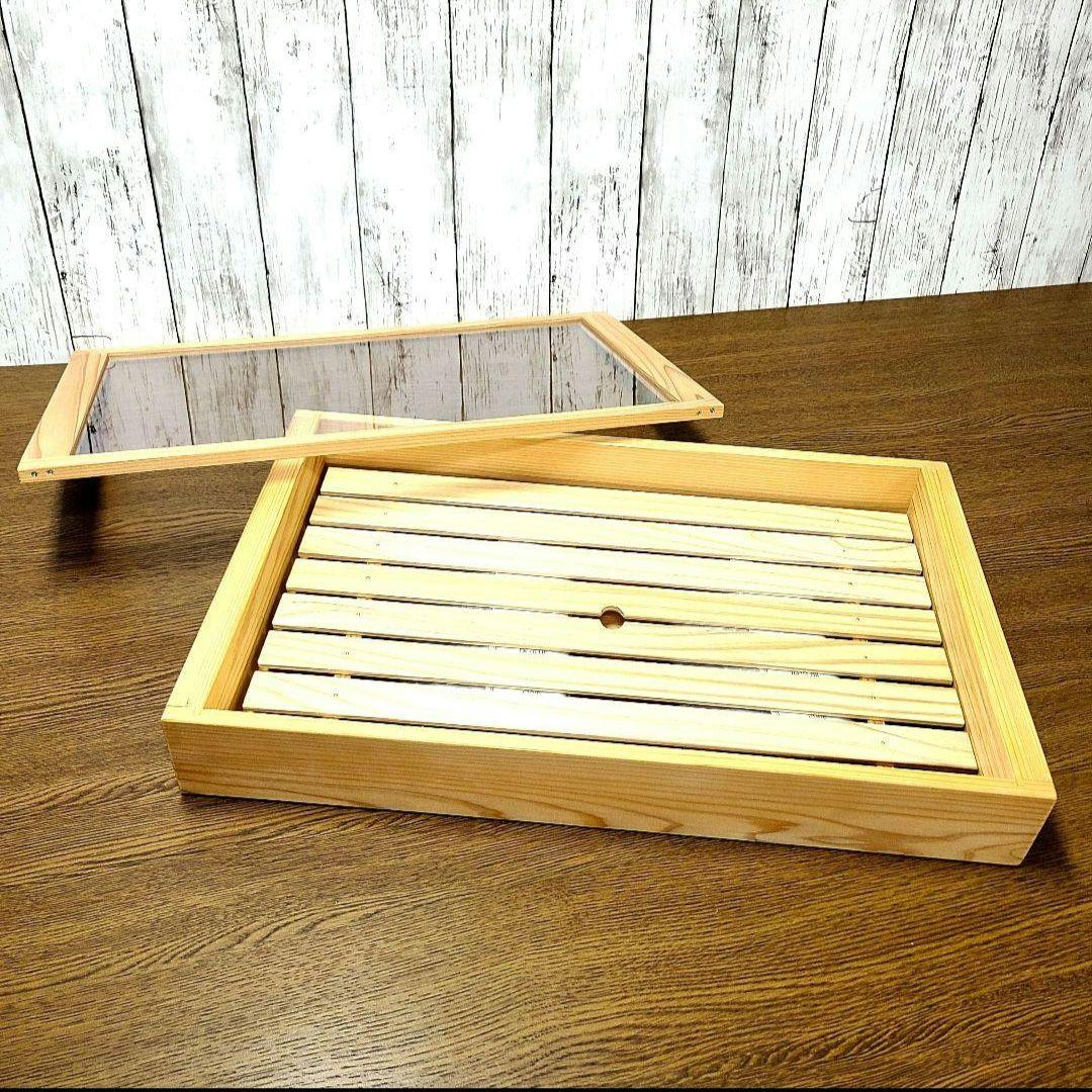 No1435【保冷剤付き】 寿司ネタケース ネタ箱　目皿・アクリル蓋付【手作り】