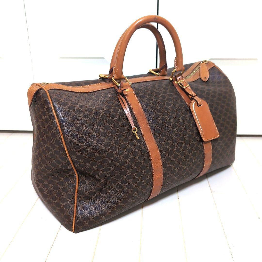 【CELINE】45cm ボストンバッグ　旅行鞄　マカダム柄　PVC
