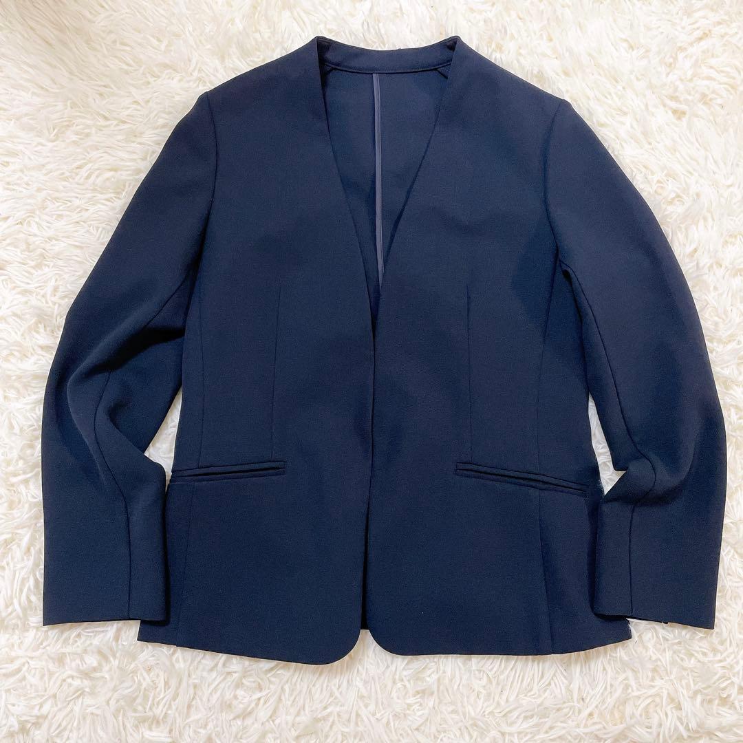 極美品✨プラステ　スーツセットアップ　ノーカラー　テーパード　紺　S 洗える
