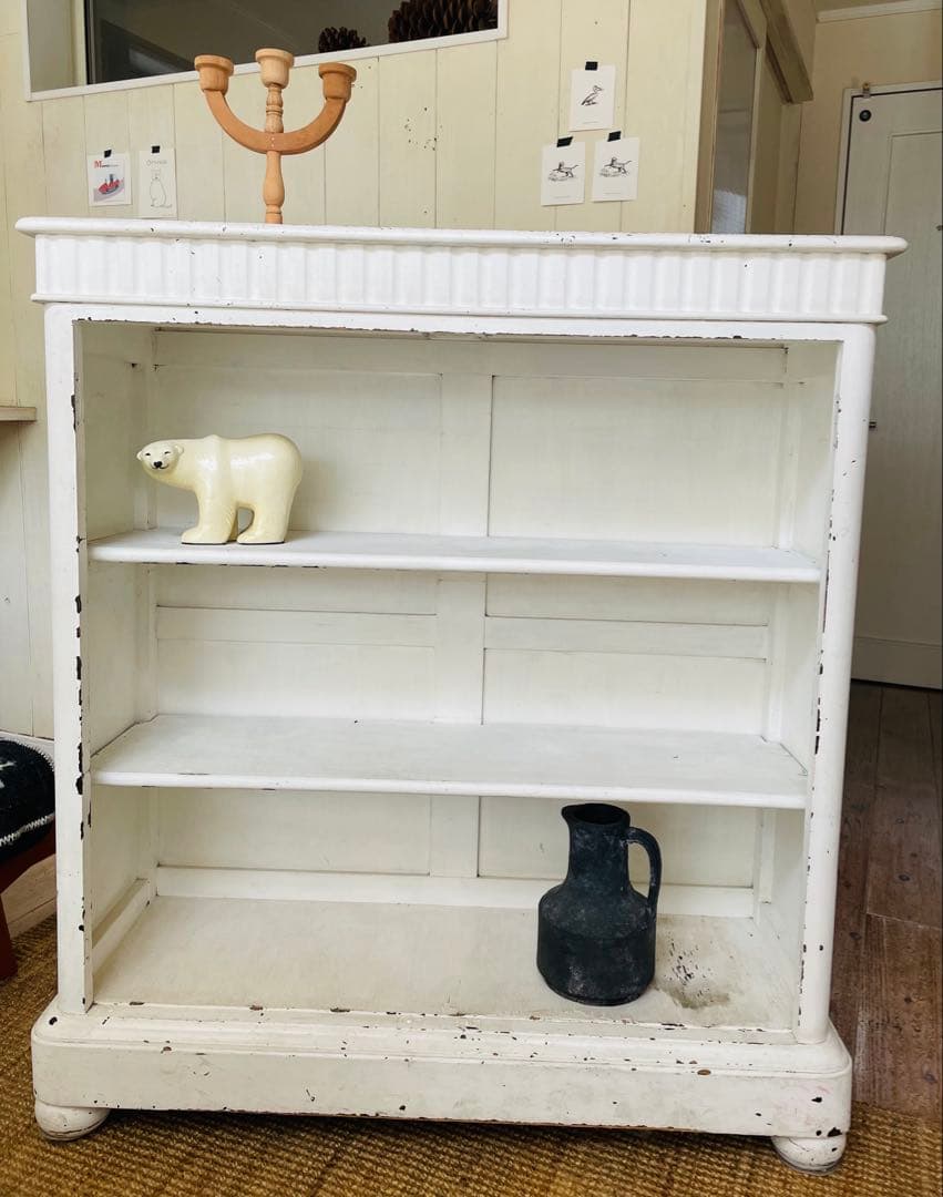 値下げフランスアンティーク　白　キャビネット　本棚