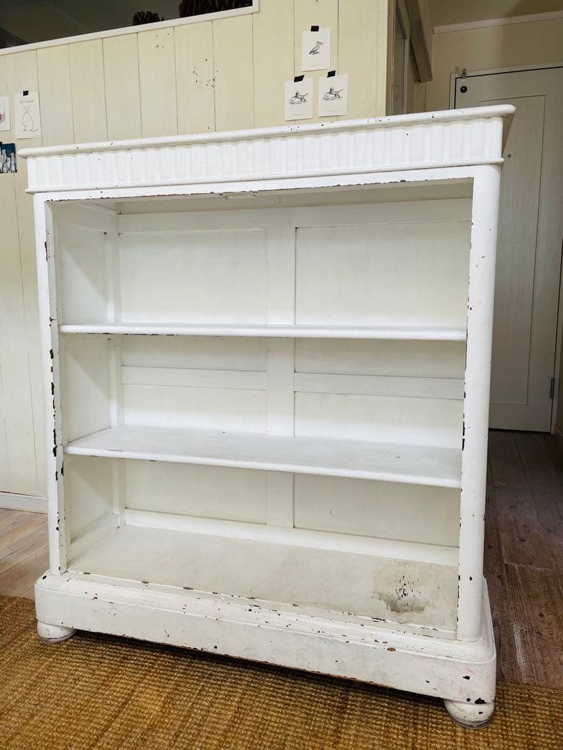 値下げフランスアンティーク　白　キャビネット　本棚
