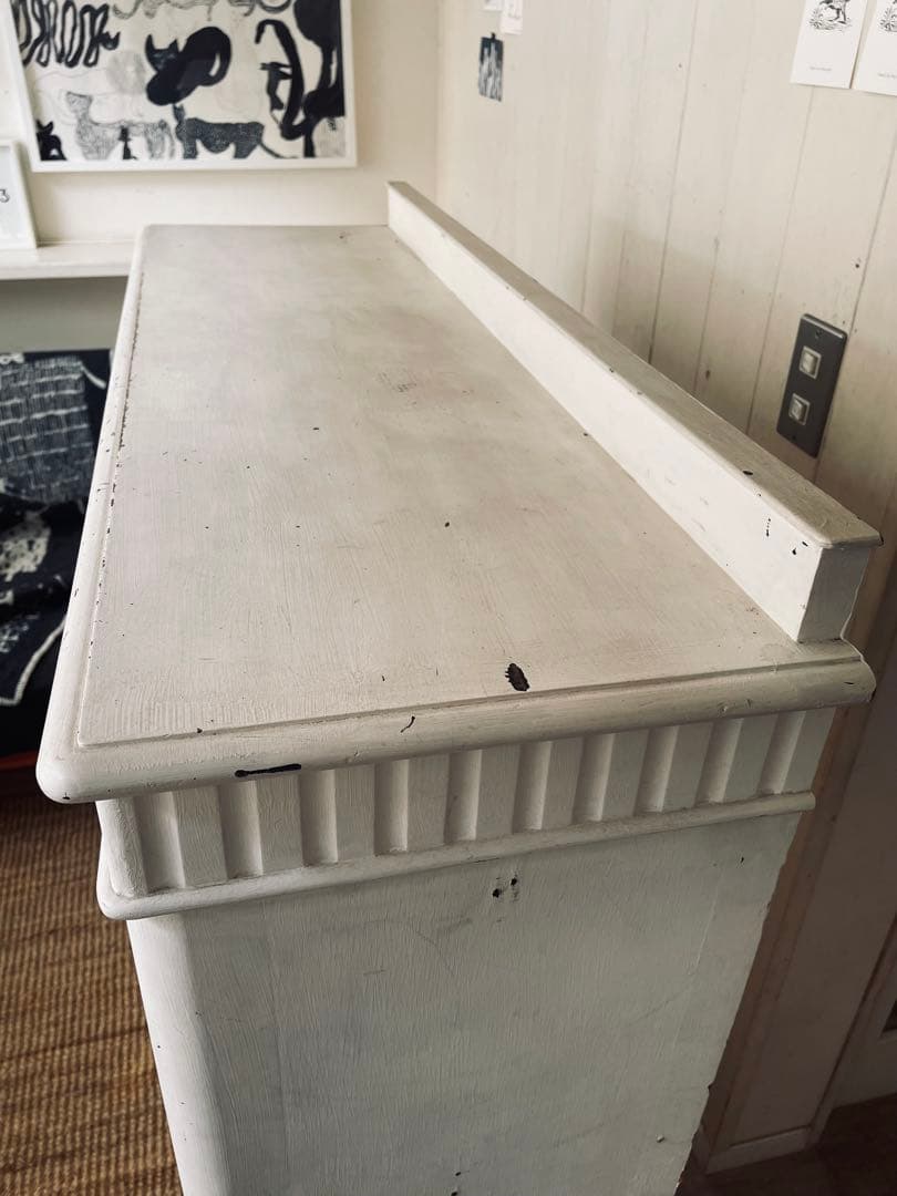 値下げフランスアンティーク　白　キャビネット　本棚