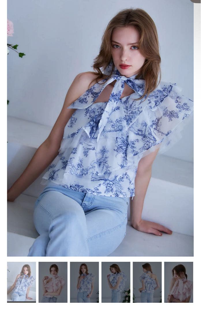 ゲリラ値下‼️Riu One shoulder Toile de Jouy top