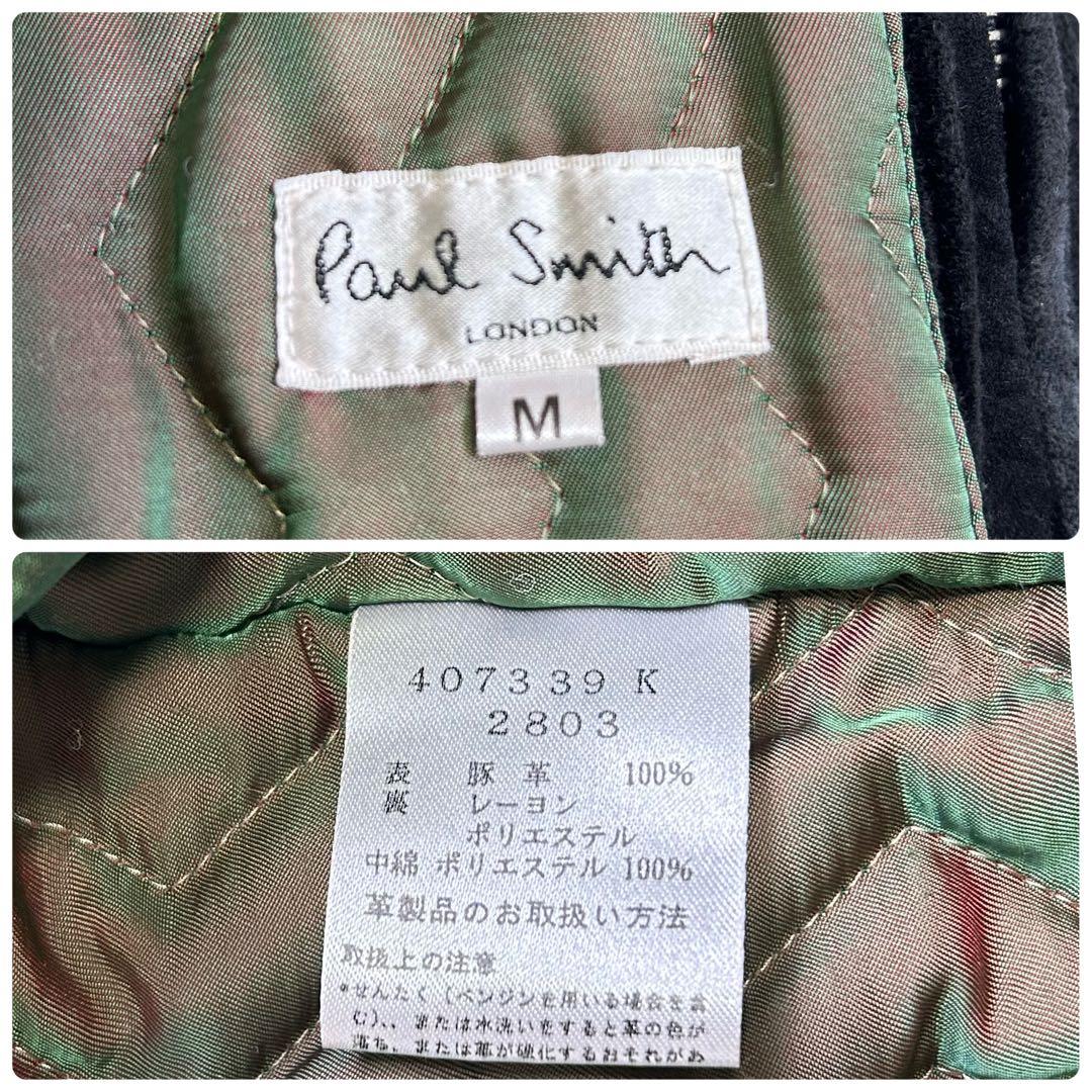 ポールスミス レザージャケット スエード ミニマル 本革 中綿 黒 M