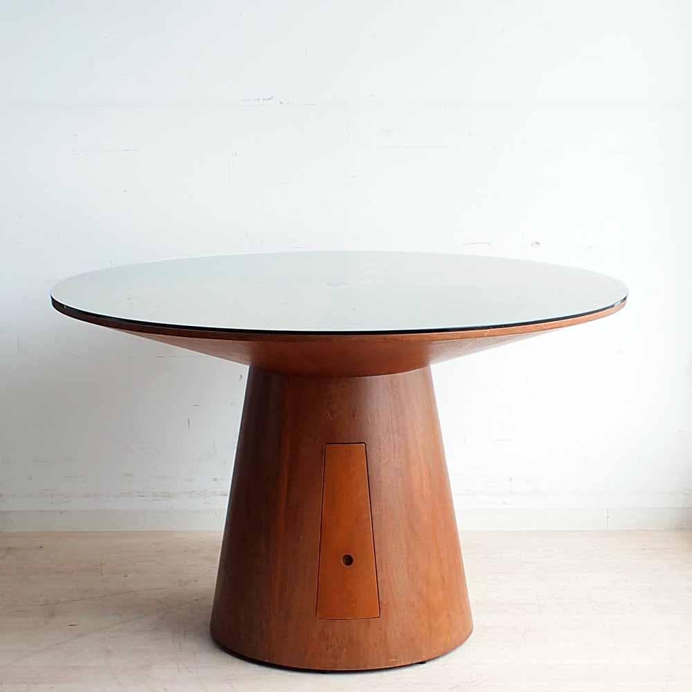 ヴィンテージ ポストモダン ラウンドテーブル ウォールナット材 ZR24422