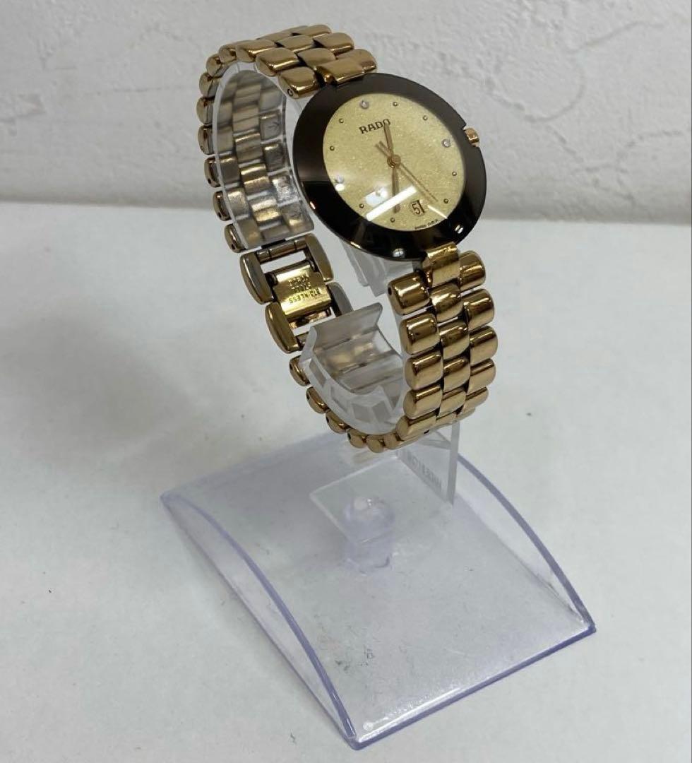 RADO ラドー　ブラック　ゴールド クォーツデイト　腕時計　稼働品