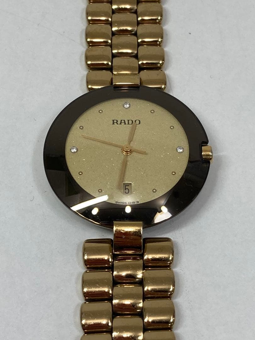 RADO ラドー　ブラック　ゴールド クォーツデイト　腕時計　稼働品