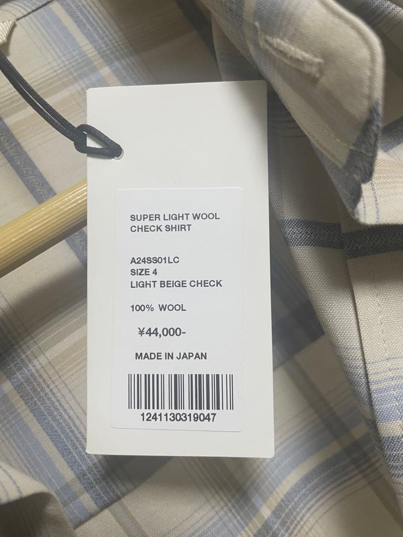 トップス SUPER LIGHT WOOL CHECK SHIRT 24SS