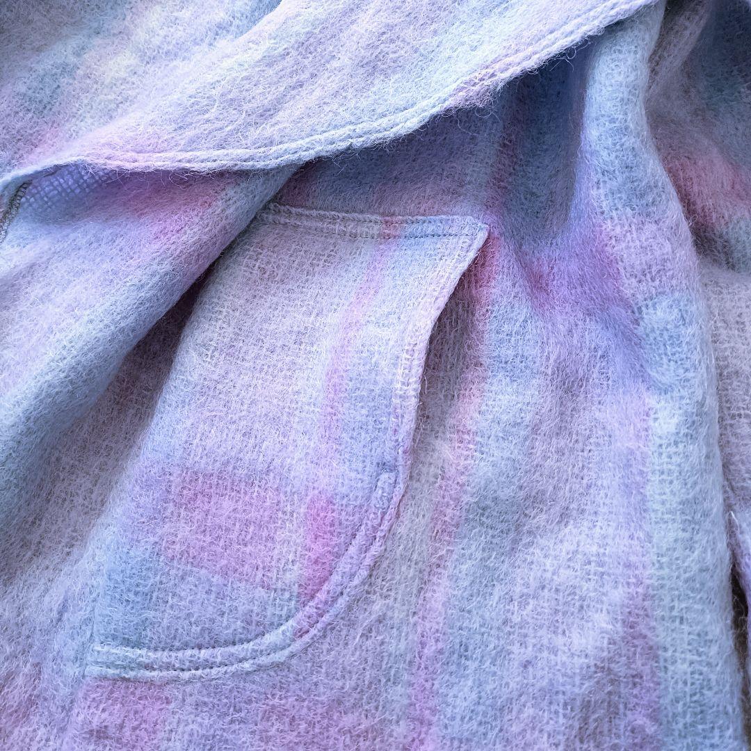 アイルランド製 モヘア混 チェック柄 ケープ風コート ヴィンテージ古着 ユーロ