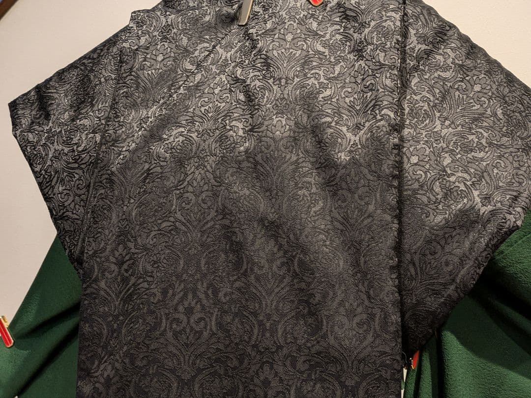 振袖フルセット 身丈165裄69.5 色無地 緑 三つ紋 逸品