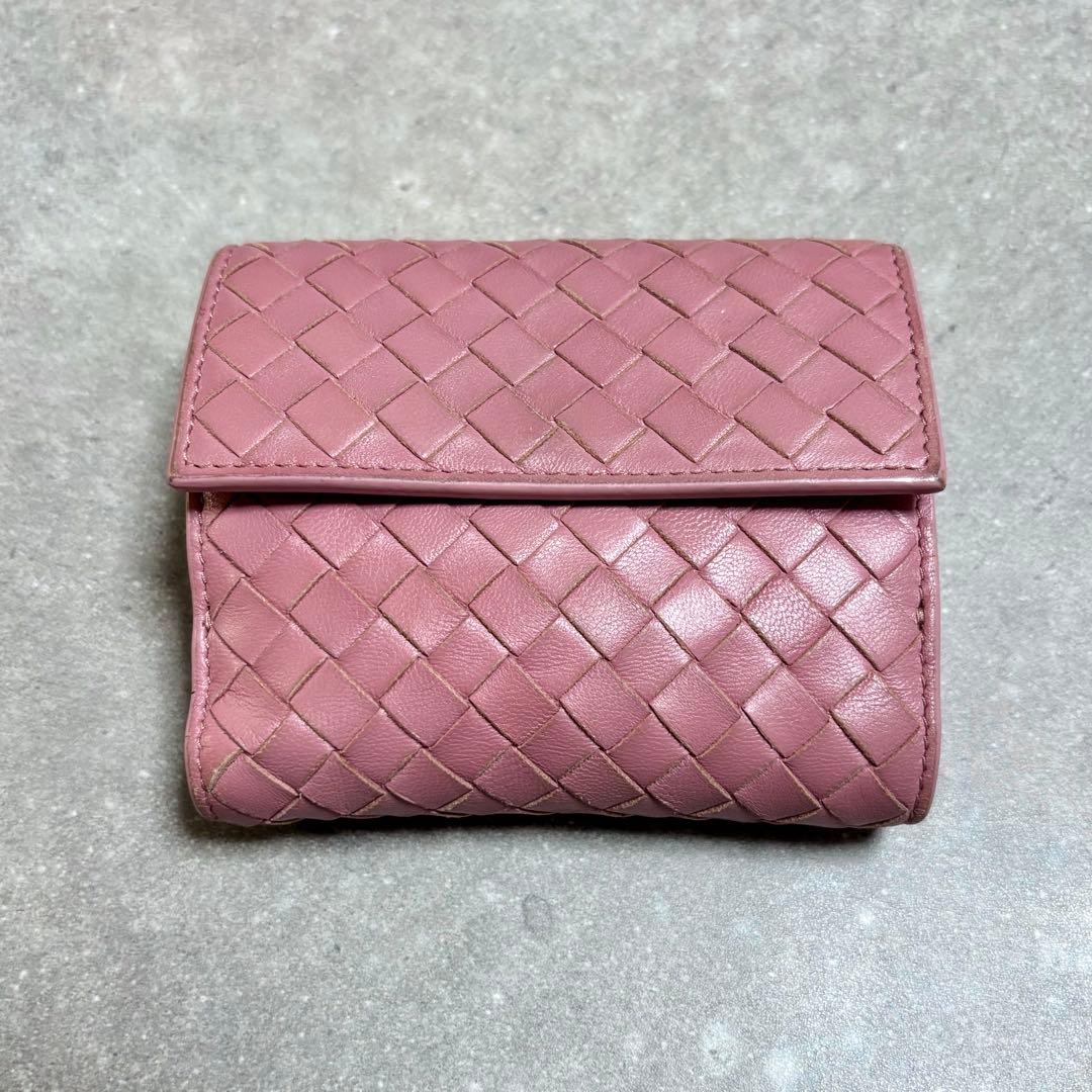 ボッテガ　ピンク イントレチャート 二つ折り財布