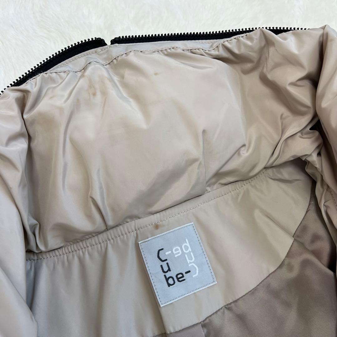 センソユニコ　ダウンジャケット　チェック柄　フェザー　ツイード　ベージュ