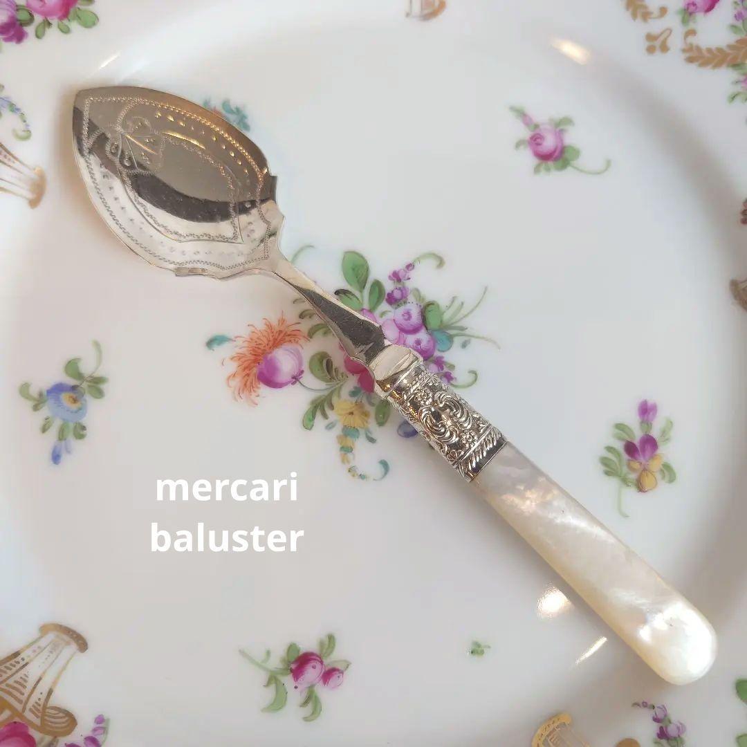 白蝶貝ハンドル　マザーオブパール　アンティーク　スプーン　シルバー