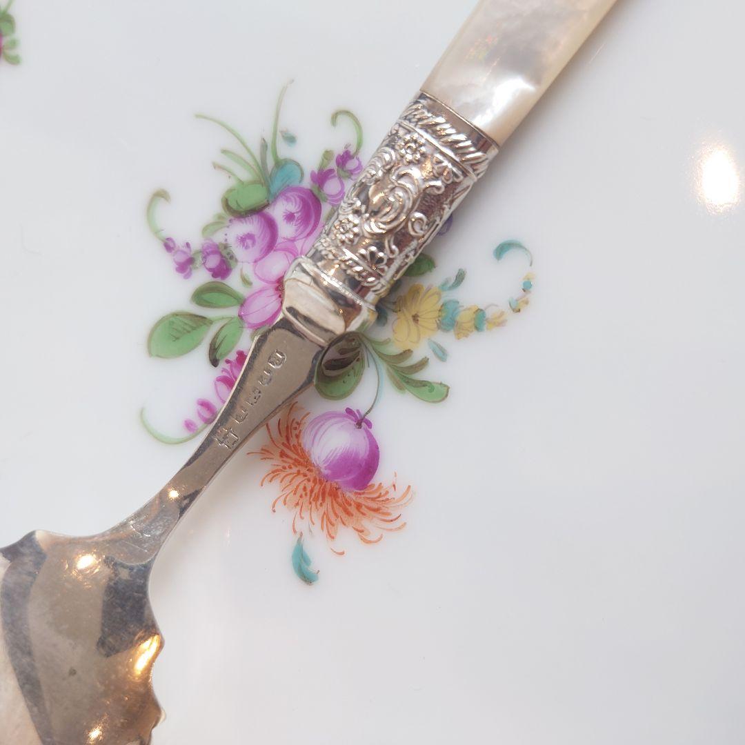 白蝶貝ハンドル　マザーオブパール　アンティーク　スプーン　シルバー