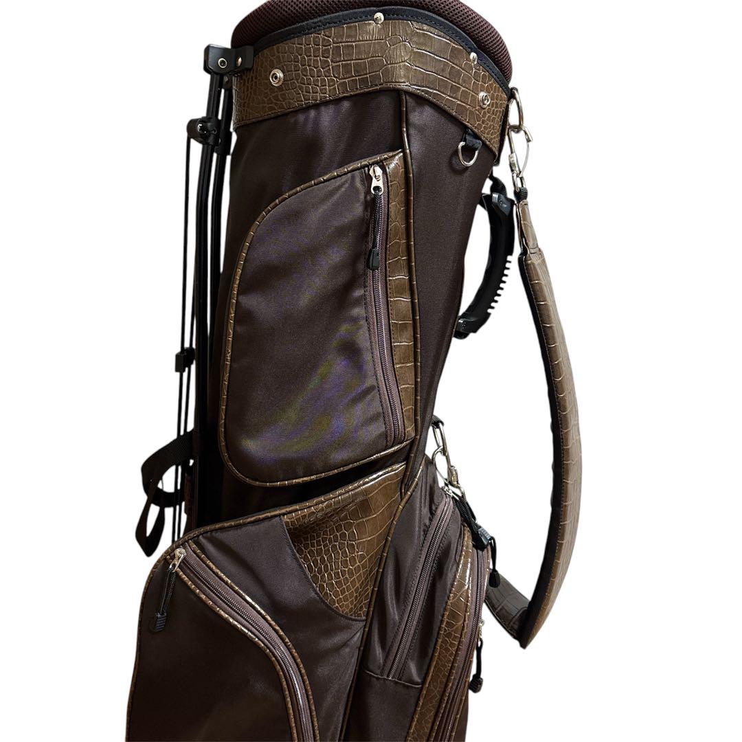 HALY RUID スタンドキャディバッグ ゴルフバッグ ブラウンクロコダイル調