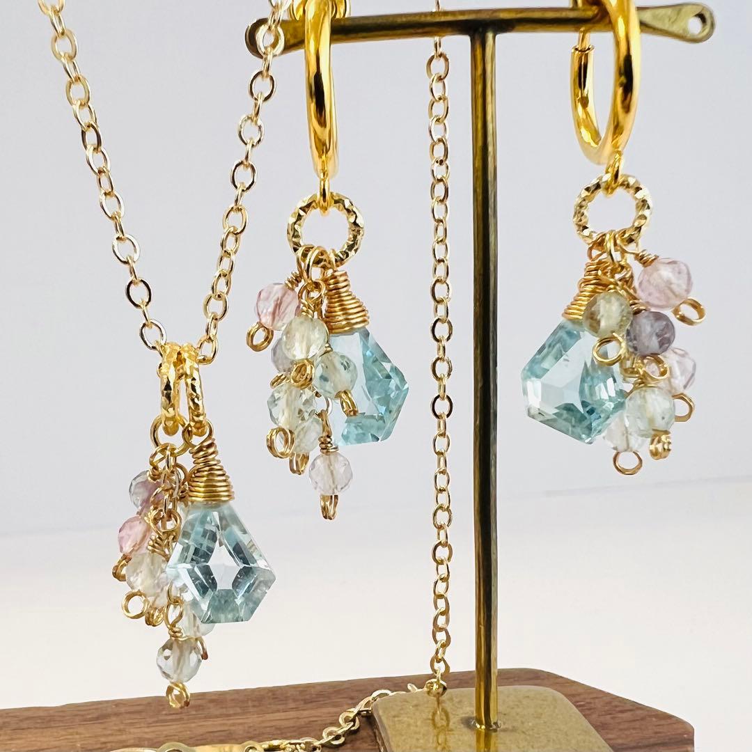 きこりん様　269.宝石質ブルートパーズ*14kgfピアスセット他