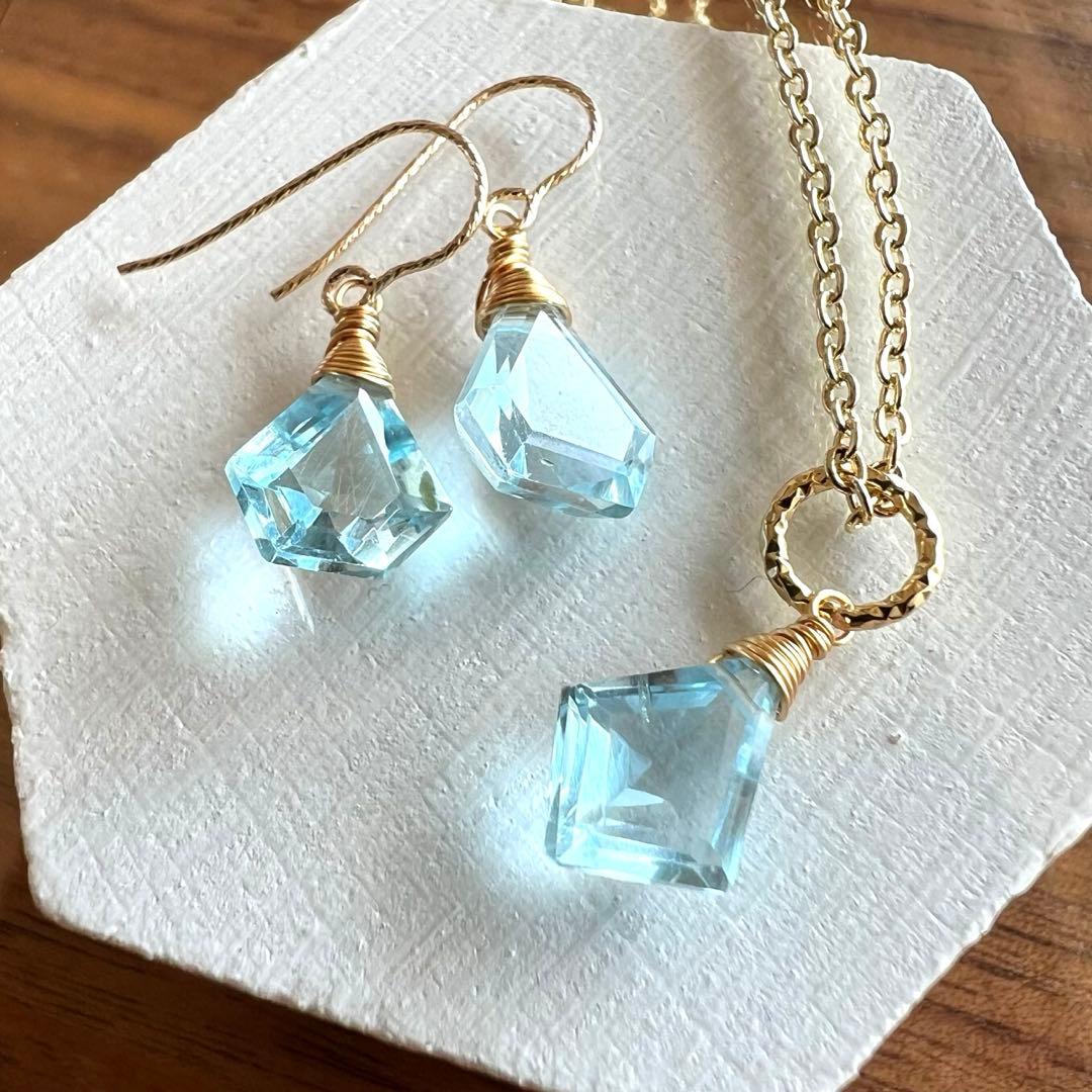 きこりん様　269.宝石質ブルートパーズ*14kgfピアスセット他