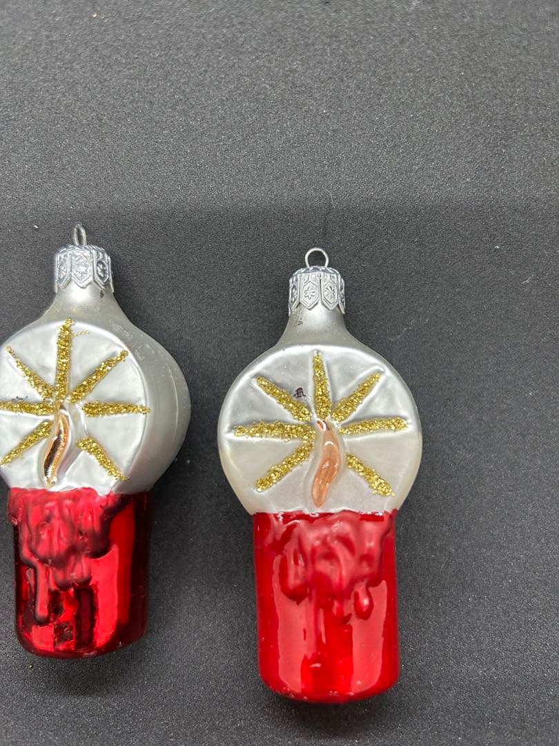 ヴィンテージ　チェコガラス　キャンドルオーナメント　3個セット　蝋燭　灯火