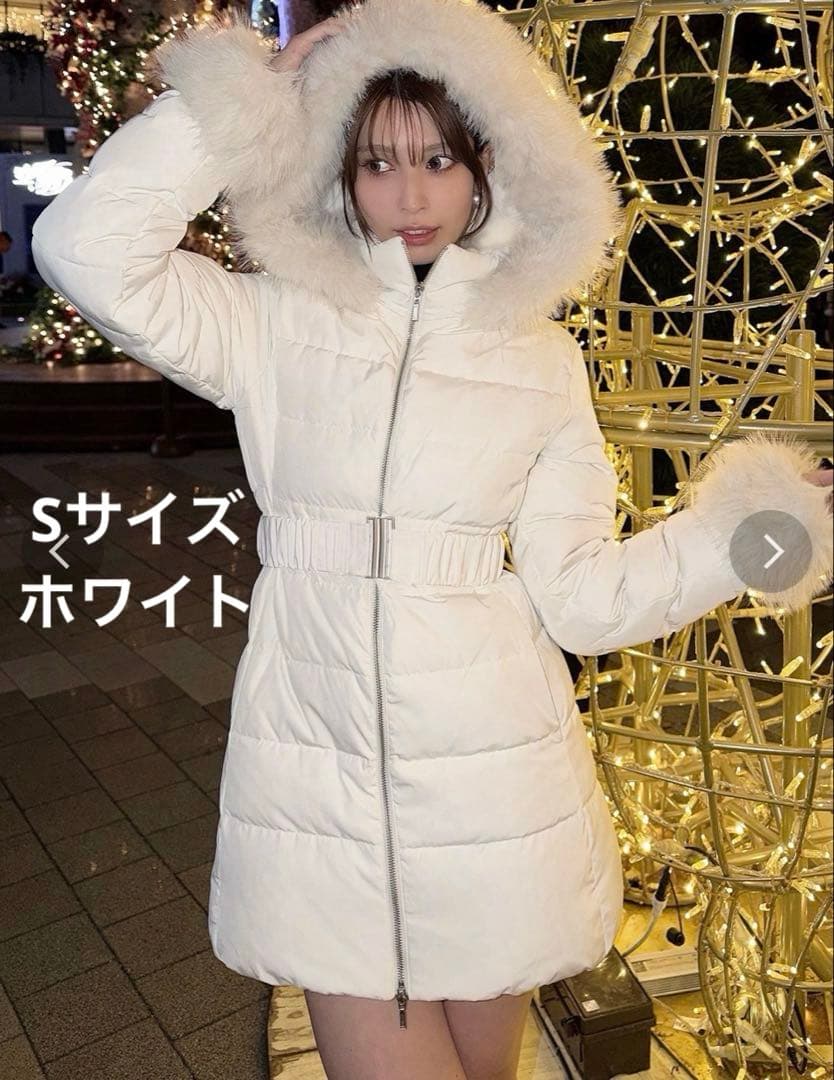 新品 RESEXXY ファーフード付きダウンコート S 白