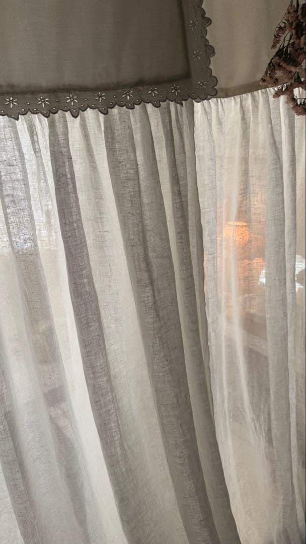 SALE❣️フランスアンティークモノグラム入りリネンガーゼカーテンஐ⋆*