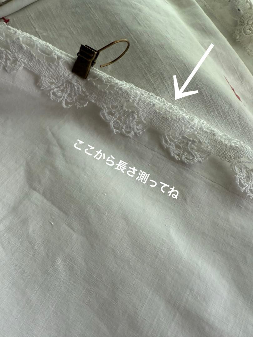 SALE❣️フランスアンティークモノグラム入りリネンガーゼカーテンஐ⋆*