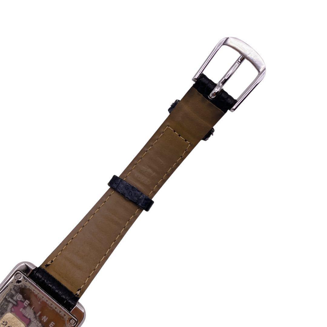 専用 CELINE スクエア デイト シルバー スイス製 腕時計 1305