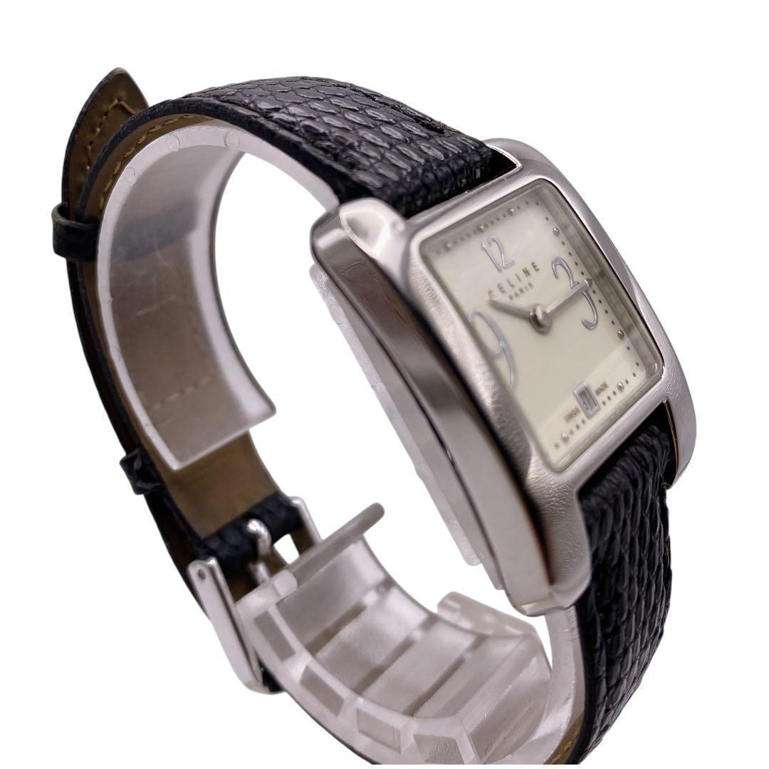 専用 CELINE スクエア デイト シルバー スイス製 腕時計 1305