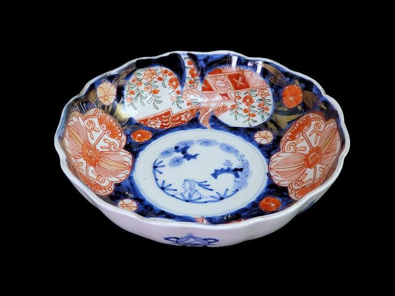 古伊万里　金襴手　枝垂れ桜に花の図　膾皿　5客　C738AS-fbef