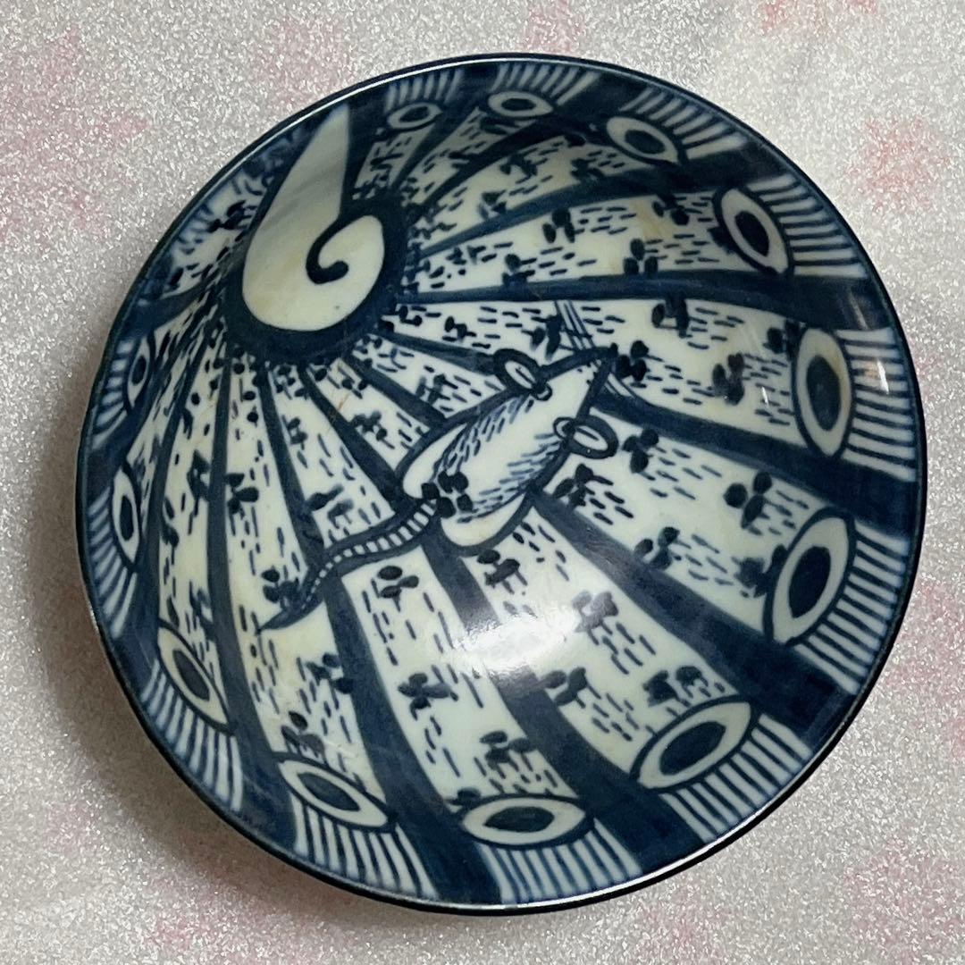 五良大甫呉祥瑞造 中国 清時代 手描き　骨董品 染付皿 陶芸古美術。